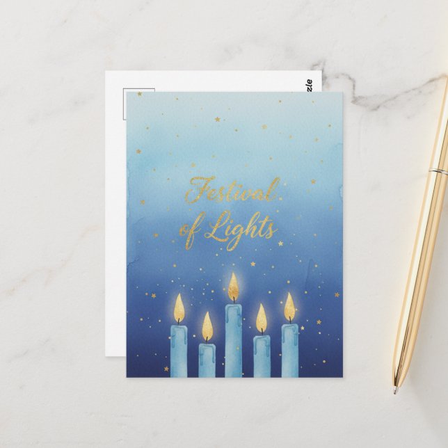 Hanukkah Lights Postcard (Front/Back In Situ)