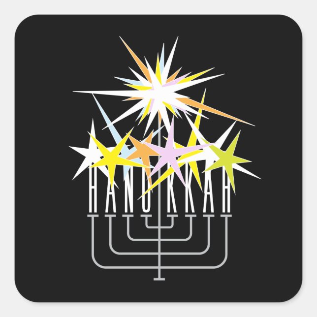 Hanukkah Lights Square Sticker (Front)