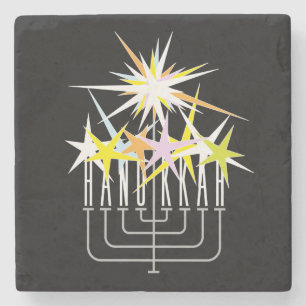 Hanukkah Lights Stone Coaster
