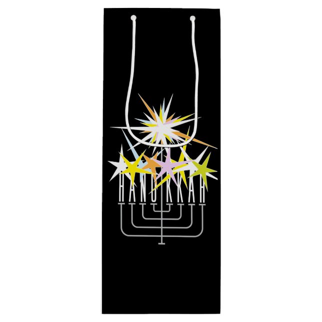 Hanukkah Lights Wine Gift Bag (Front)