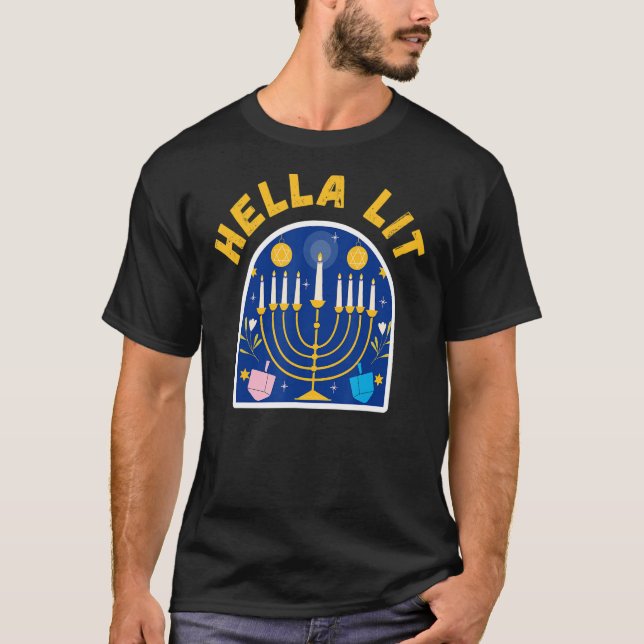 HANUKKAH LIT MENORAH T-Shirt (Front)