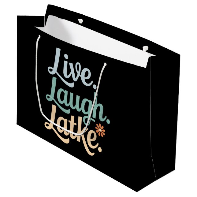 Hanukkah Live Laugh Latke Funny Holiday Family Large Gift Bag (Front Angled)