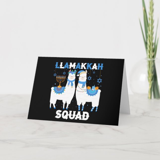Hanukkah Llama Christmas Happy Llamakah Squad Cute Card (Front)