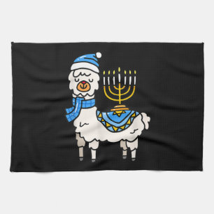 Hanukkah Llama Menorah Chanukah Alpaca Cute Gift Tea Towel