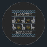 Hanukkah - Llamazing Hanukkah Classic Round Sticker<br><div class="desc">You are Jewish and celebrate Hanukkah with the candlestick Hanukkah and the cube Dreidl? Then show Jewish religion with this amazing Hanukkah word game with pretty lamas.</div>