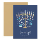 Hanukkah Love & Light Floral Menorah Card