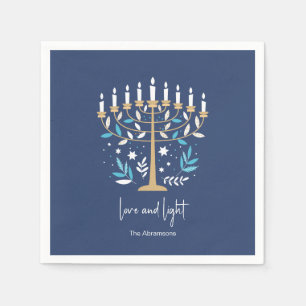 Hanukkah Love & Light Floral Menorah Napkin
