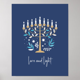 Hanukkah Love & Light Floral Menorah Sign