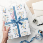 Hanukkah Love & Light Floral Menorah  Wrapping Paper<br><div class="desc">Hanukkah Love & Light Floral Menorah Wrapping Paper. Personalise the custom text above. You can find additional coordinating items in our "Floral Hanukkah Menorah and Dreidel" collection.</div>