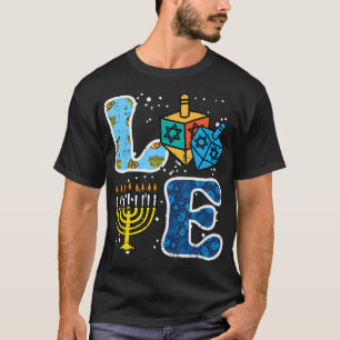 Hanukkah Love Menorah Dreidel Chanukah Jewish Wome T-Shirt