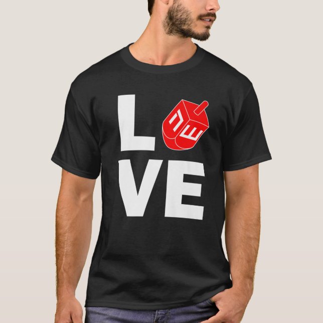 Hanukkah Love Vintage Dreidel Jewish Holiday T-Shirt (Front)