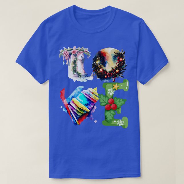 Hanukkah love with menorah for the Jewish Christma T-Shirt (Design Front)