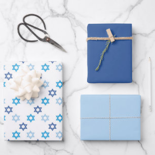 Hanukkah Lovely Blue Wrapping Paper Sheet