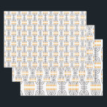 Hanukkah Menorah Abstract Design  Wrapping Paper Sheet<br><div class="desc">Hanukkah Menorah Abstract Design Wrapping Paper Set with customisable background colour.</div>