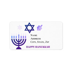 Hanukkah Menorah and Dreidels Label