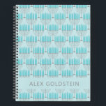 Hanukkah Menorah Blue Personalised Kids Name Notebook<br><div class="desc">This festive notebook features a repeating menorah pattern in bright blue and grey on a soft sky-blue background, perfect for celebrating the spirit of Hanukkah. The front includes space for a custom name in clean, modern typography. Ideal as a holiday gift for kids, students, or anyone who loves journalling during...</div>