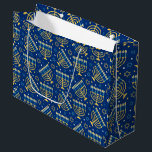 Hanukkah Menorah Blue Star Jewish  Large Gift Bag<br><div class="desc">Hanukkah Menorah,  blue star,  Jewish,  pattern gift bag.</div>