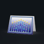 Hanukkah menorah candles card<br><div class="desc">A modern illustrated representation of the Hanukkah menorah candles. Blue white and multi colour with verse inside.  "Wishing you a very happy Hanukkah".</div>