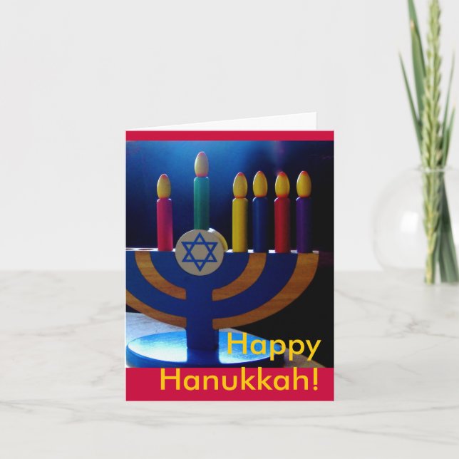 Hanukkah Menorah Card-Colours Holiday Card (Front)
