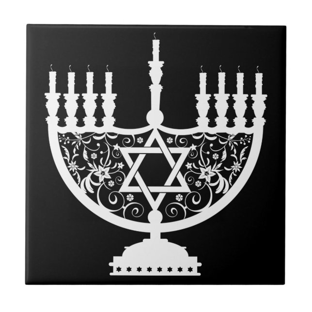 Hanukkah Menorah Ceramic Tile (Front)