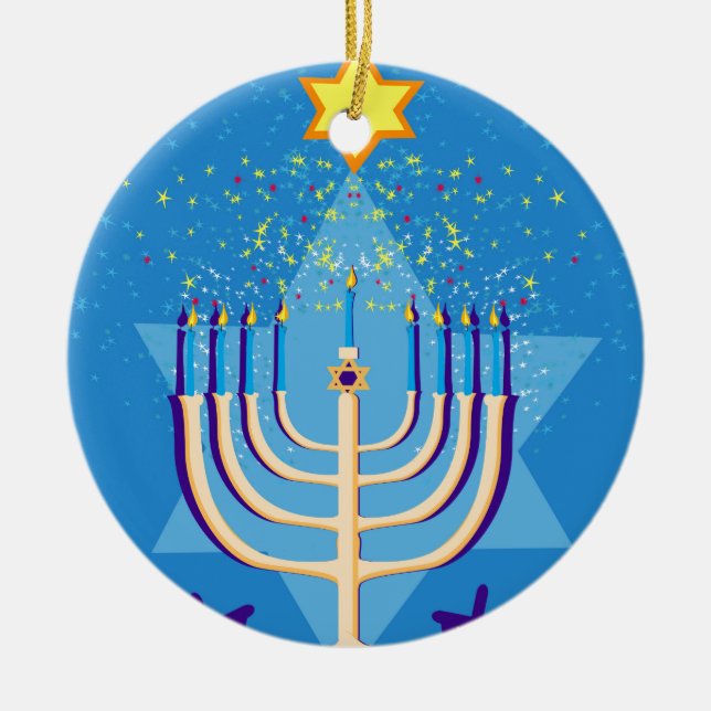 hanukkah menorah ceramic tree decoration (Front)