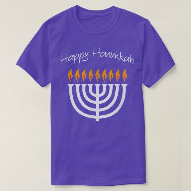 Hanukkah Menorah  Chanukah Candles Jewish Holiday  T-Shirt (Design Front)