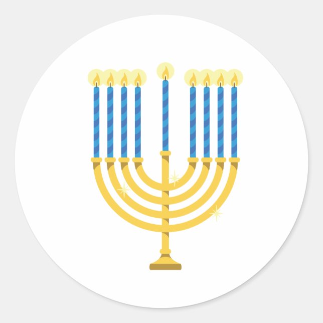 Hanukkah Menorah Classic Round Sticker (Front)