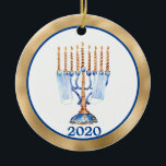 Hanukkah Menorah Covid 2020 Face Mask Ceramic Ornament<br><div class="desc">This design was created though digital art. It may be personalised in the area provided or customising by changing the photo or added your own words. Contact me at colorflowcreations@gmail.com if you with to have this design on another product. Purchase my original abstract acrylic painting for sale at www.etsy.com/shop/colorflowart. See...</div>