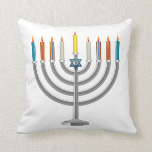 Hanukkah menorah cushion