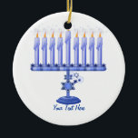 Hanukkah Menorah (customisable) Ceramic Ornament<br><div class="desc">You can personalise this beautiful Chanukah gift with a name or your own text!</div>