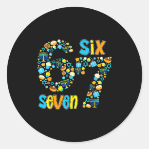 Hanukkah Menorah Dreidel 67 Festive Chanukah Six S Classic Round Sticker