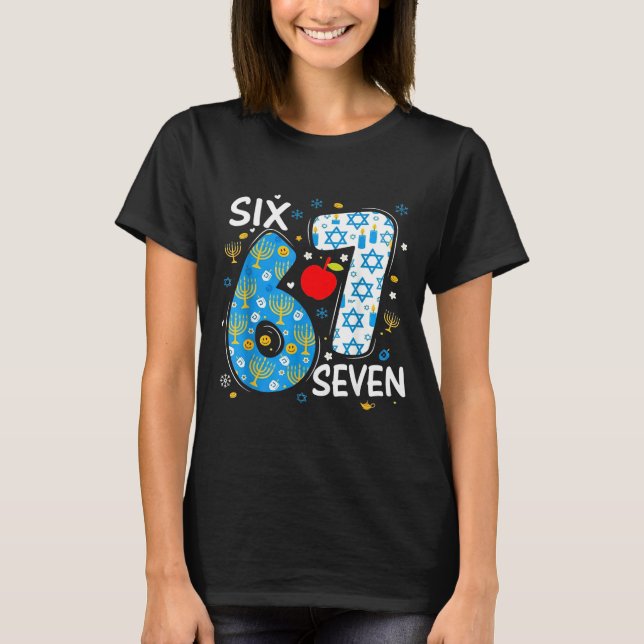 Hanukkah Menorah Dreidel 67 Festive Chanukah Six S T-Shirt (Front)