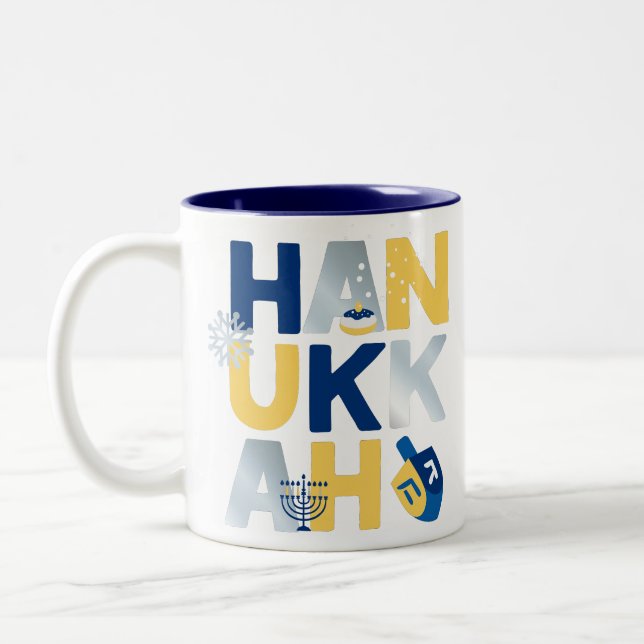 HANUKKAH Menorah Dreidel Coffee Mug (Left)