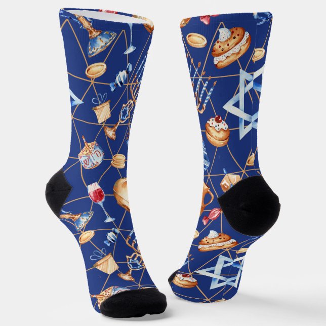Hanukkah Menorah Dreidel  Socks (Angled)