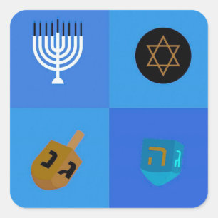Hanukkah Menorah Dreidels star Square Sticker