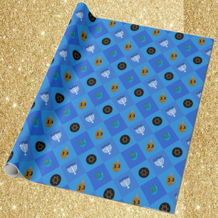 Hanukkah Menorah Dreidels star Wrapping Paper