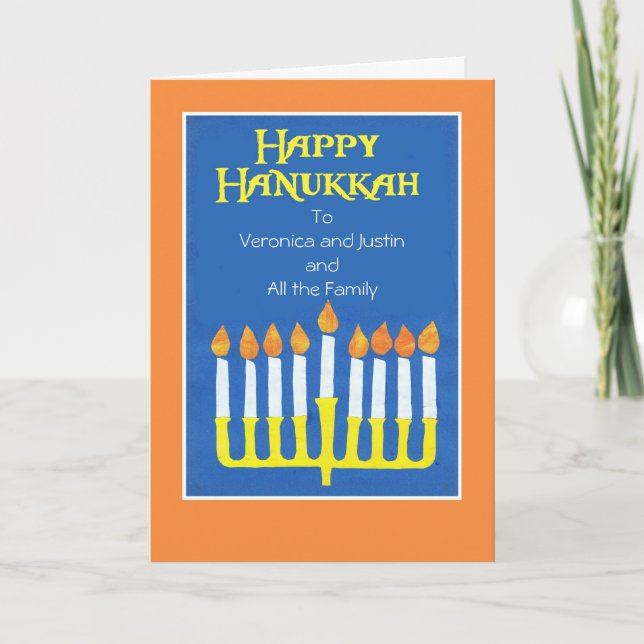 Hanukkah Menorah Greeting Card to Personalise (Front)