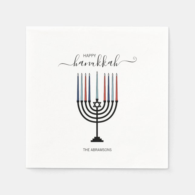 Hanukkah Menorah Holiday Paper Napkin (Front)