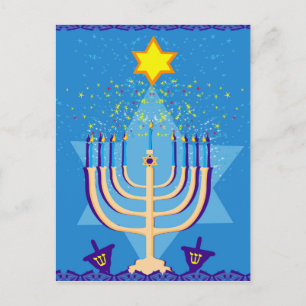 hanukkah menorah holiday postcard