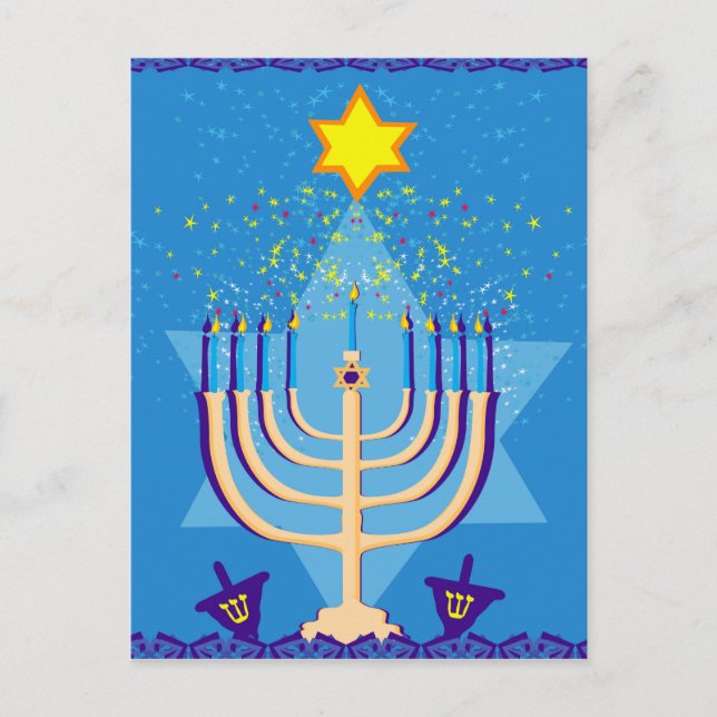 hanukkah menorah holiday postcard (Front)