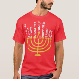 Hanukkah Menorah Light Jewish Spiritual Love Famil T-Shirt