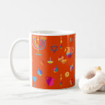 Hanukkah Menorah Lights Holiday Gold Symbol Coffee Mug<br><div class="desc">Red Coffee Mug with Hanukkah Gold Menorah Lights & Hanukkah traditional Holiday symbols. Hanukkah Logo Decoration. Israel,  Jerusalem. Sofiartmedia Modern Design. Home,  Kitchen & Dining,  Drinkware,  Mugs & Cups. Judaica Decorative Gold & Red Ornament. 2022</div>