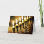 Hanukkah Menorah Lights Shalom, Peace to You Holiday Card<br><div class="desc">This Hanukkah card walking to glow with inner light as the candles on the menorah illuminate an old book in the background. It elegantly wishes the pier peace, "Shalom." Chanukah / Hanukkah is the perfect time of year to express your wish for peace to your friends and Lovones, especially those...</div>