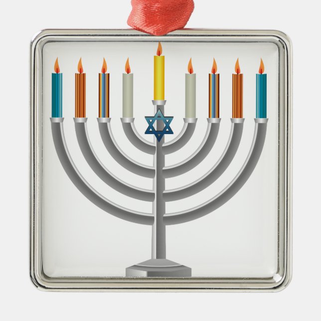 Hanukkah menorah metal ornament (Front)