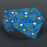 Hanukkah Menorah Neck Tie<br><div class="desc">A Beautiful Blue And Yellow Necktie Celebrating The Hanukkah Menorah Season</div>