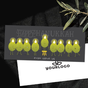 Hanukkah Menorah Olives   Dark Grey Company Card