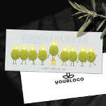 Hanukkah Menorah Olives | Grey Company Logo Card<br><div class="desc">Celebrate the spirit of teamwork this Hanukkah with a card that’s as playful as it is meaningful. On the front, a lively group of olives join forces, standing side by side to create a glowing menorah — complete with the fun-loving message “Happy Hanukkah from olive us.” It’s a cheerful way...</div>