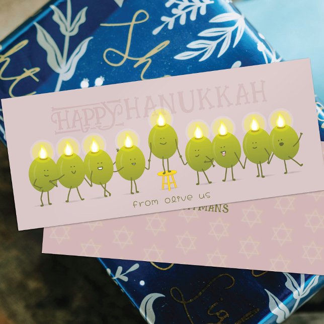 Hanukkah Menorah Olives | Mauve Group Card (Creator Uploaded)