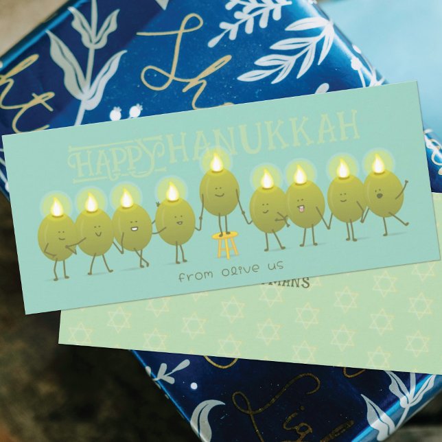 Hanukkah Menorah Olives | Teal Green GroupCard (Creator Uploaded)
