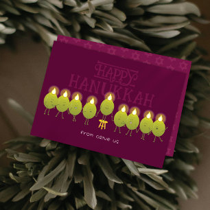 Hanukkah Menorah Olives Wine Group Holiday Card